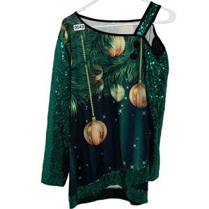 Christmas Dress off the shoulder green holiday